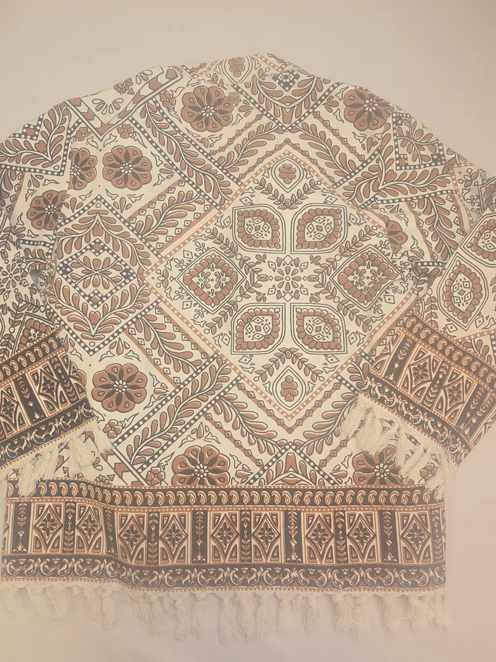 Billabong Brown and Cream Boho Tassel Knit Cardigan